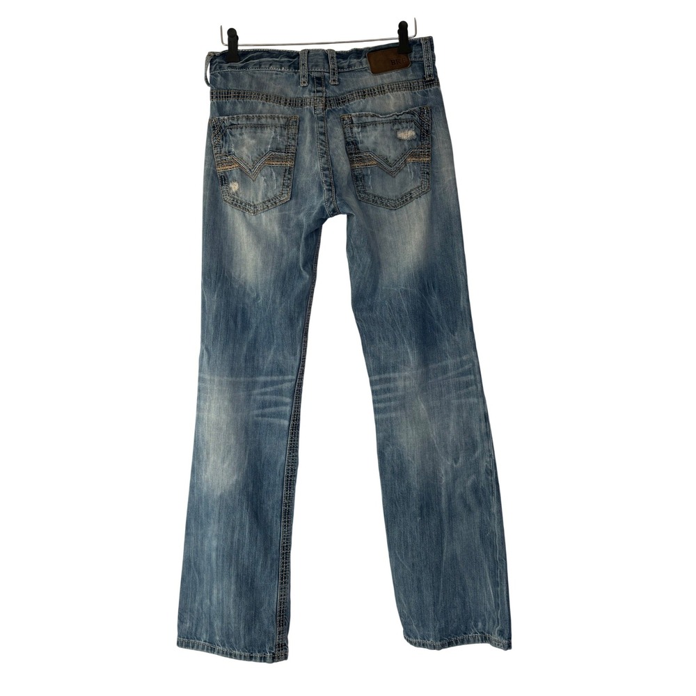 BKE Carter Straight Leg Jeans‎ Mens 32x33 Light Wash Distressed Blue Denim